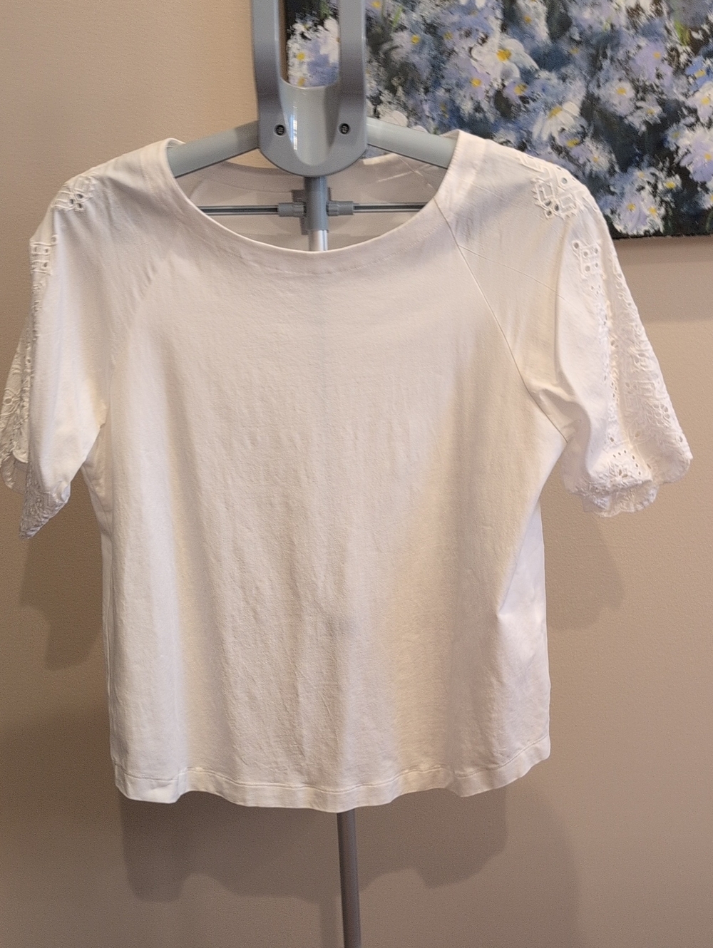 Chico's White Eyelet Short Sleeve Tee